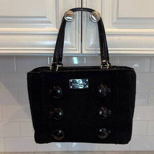 Kate Spade Purse Handbag Quinn Beantown Wool Button Satchel Pocketbook